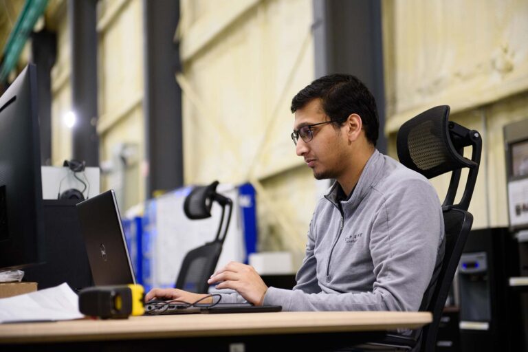 Engineer working at computer