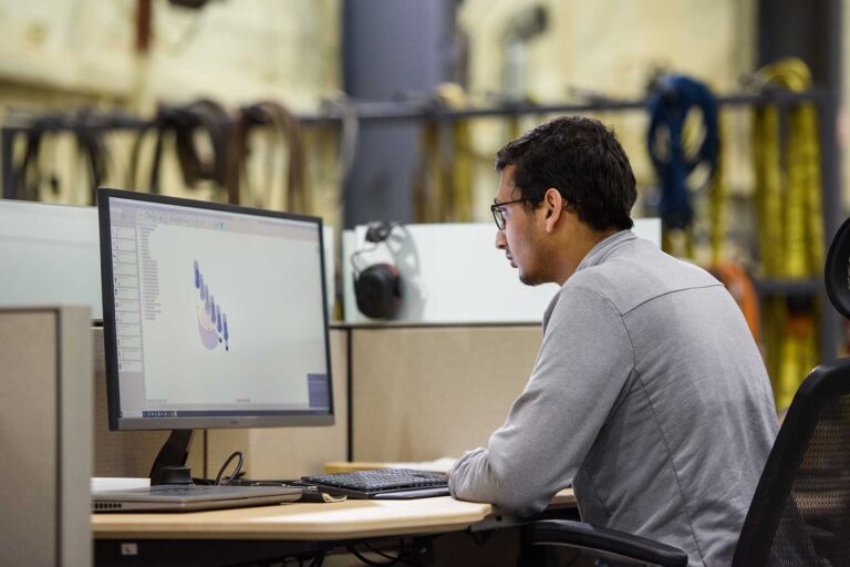 Engineer working on computer